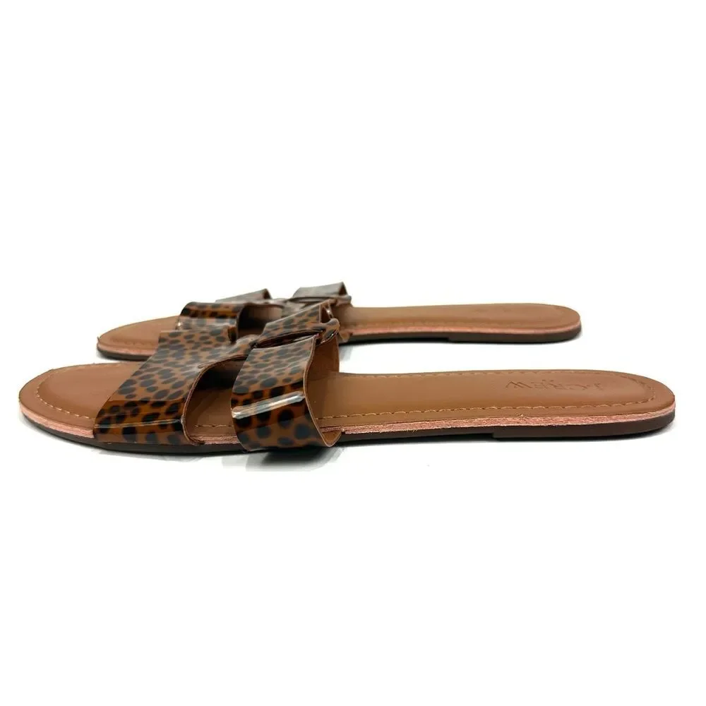 J. Crew Animal Leopard Print Flat Sandals Sz 10